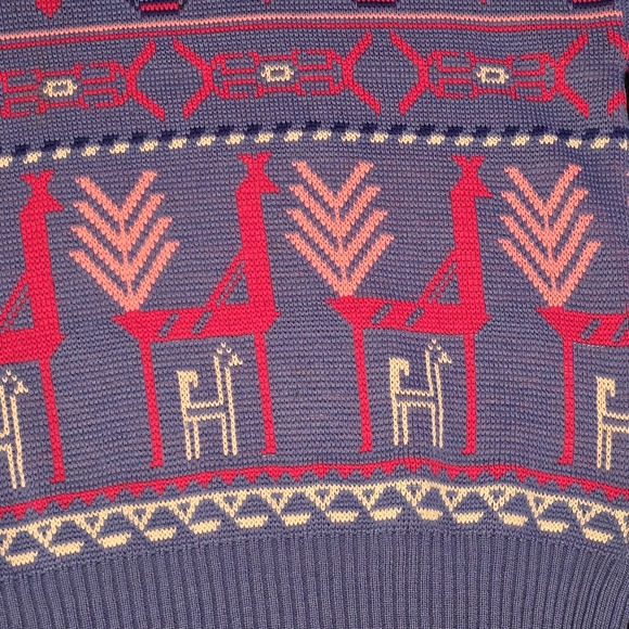Steffner Vintage 80s 100% Wool Knit Sweater Size L Blue, Pink, White - Picture 4 of 12